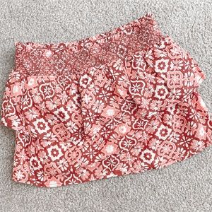 Aerie red pink printed flounce tube top